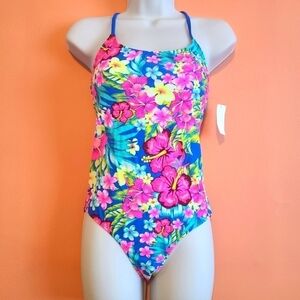 NWT Vintage Bongo Tropical One Piece Swimsuit M